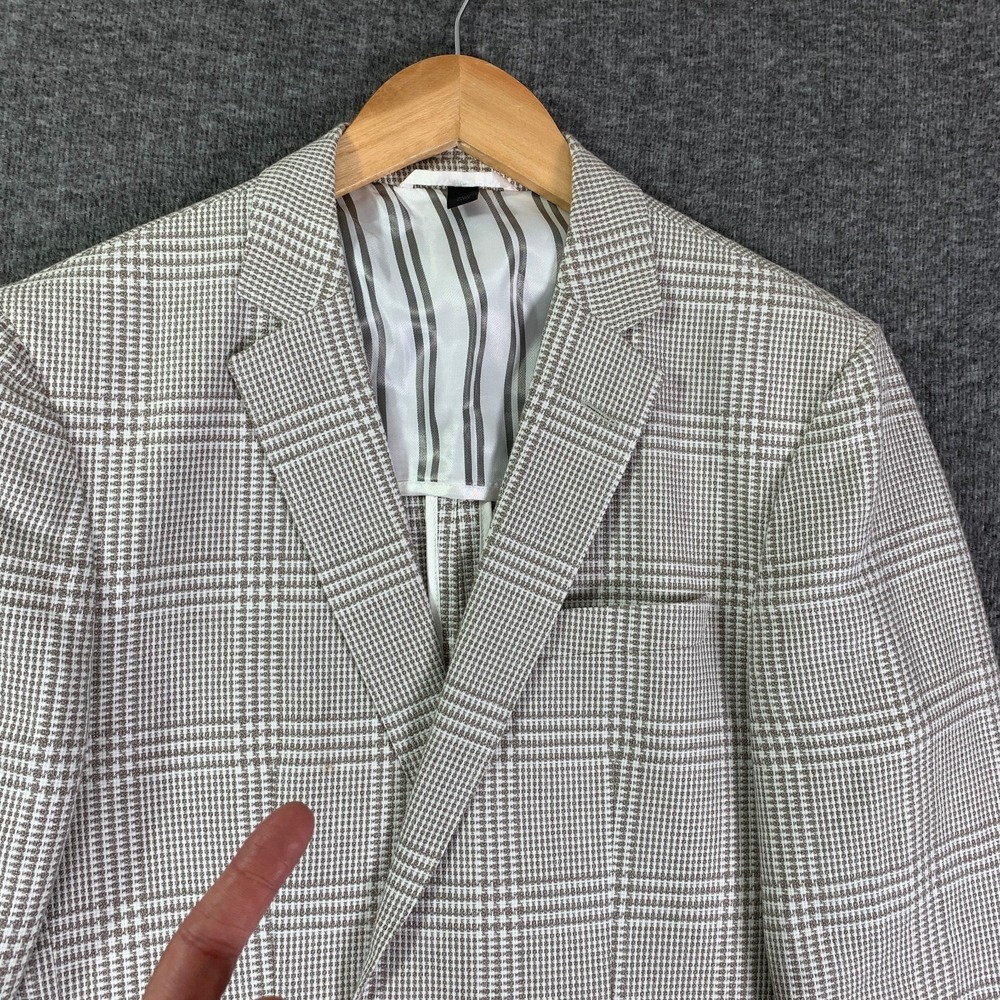 Hugo Boss Linen Blazer Jacket Men 38R Windowpane Sport Coat Unlined - Picture 5 of 16